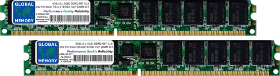 4GB (2 x 2GB) DDR2 667MHz PC2-5300 240-PIN ECC REGISTERED VLP DIMM (VLP RDIMM) MEMORY RAM KIT FOR SERVERS/WORKSTATIONS/MOTHERBOARDS (2 RANK KIT CHIPKILL)